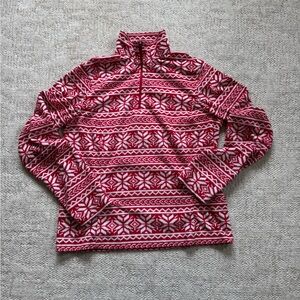Lands End Nordic Snowflake Quarter Zip Sweater